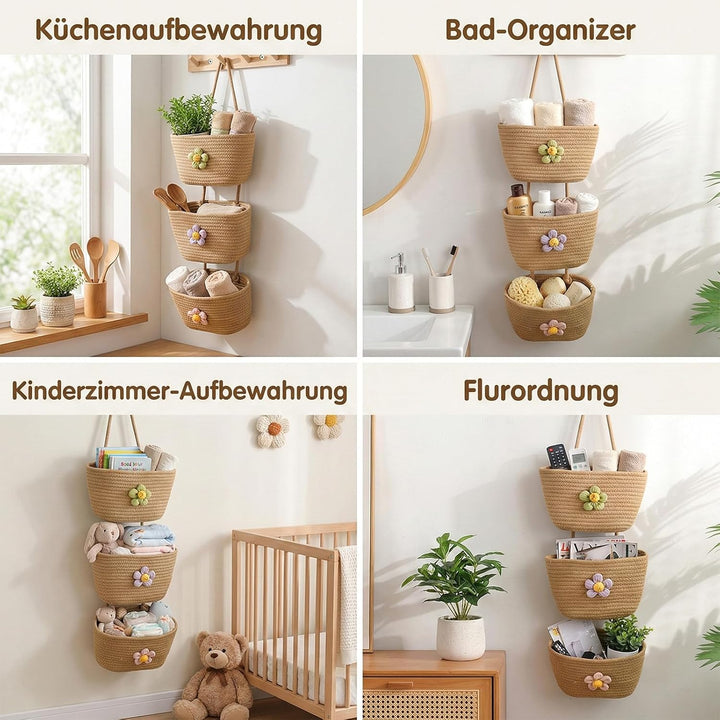 Hängekorb Wand Formstabiles 3-Stufen Design Hängeorganizer Tür Für Bad & Schlafzimmer Hängeregal Aus