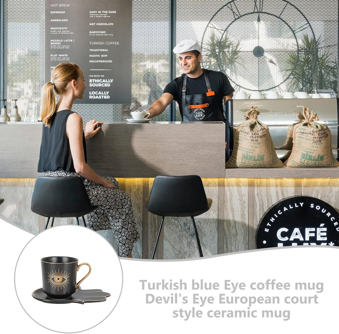 Cabilock Keramiktasse Teetasse Evil Eye Kaffeetasse Set Espresso Tasse Kaffeetasse Türkische Amulett