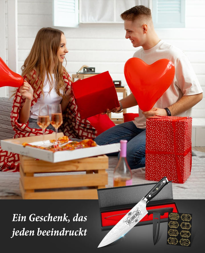 MOSFiATA Kochmesser Extrem Scharf Valentinstag Küchenmesser Geschenk für Männer, Deutsch EN 1. 4116