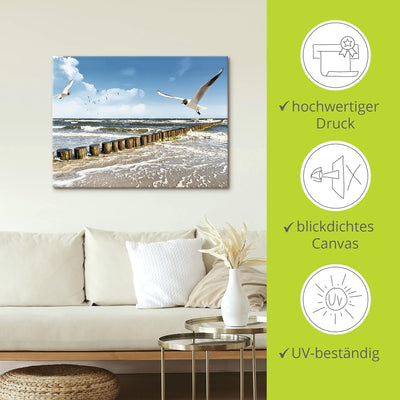 Artland Leinwandbild Wandbild Bild auf Leinwand 80x60 cm Wanddeko Strand Meer Maritim Landschaft See