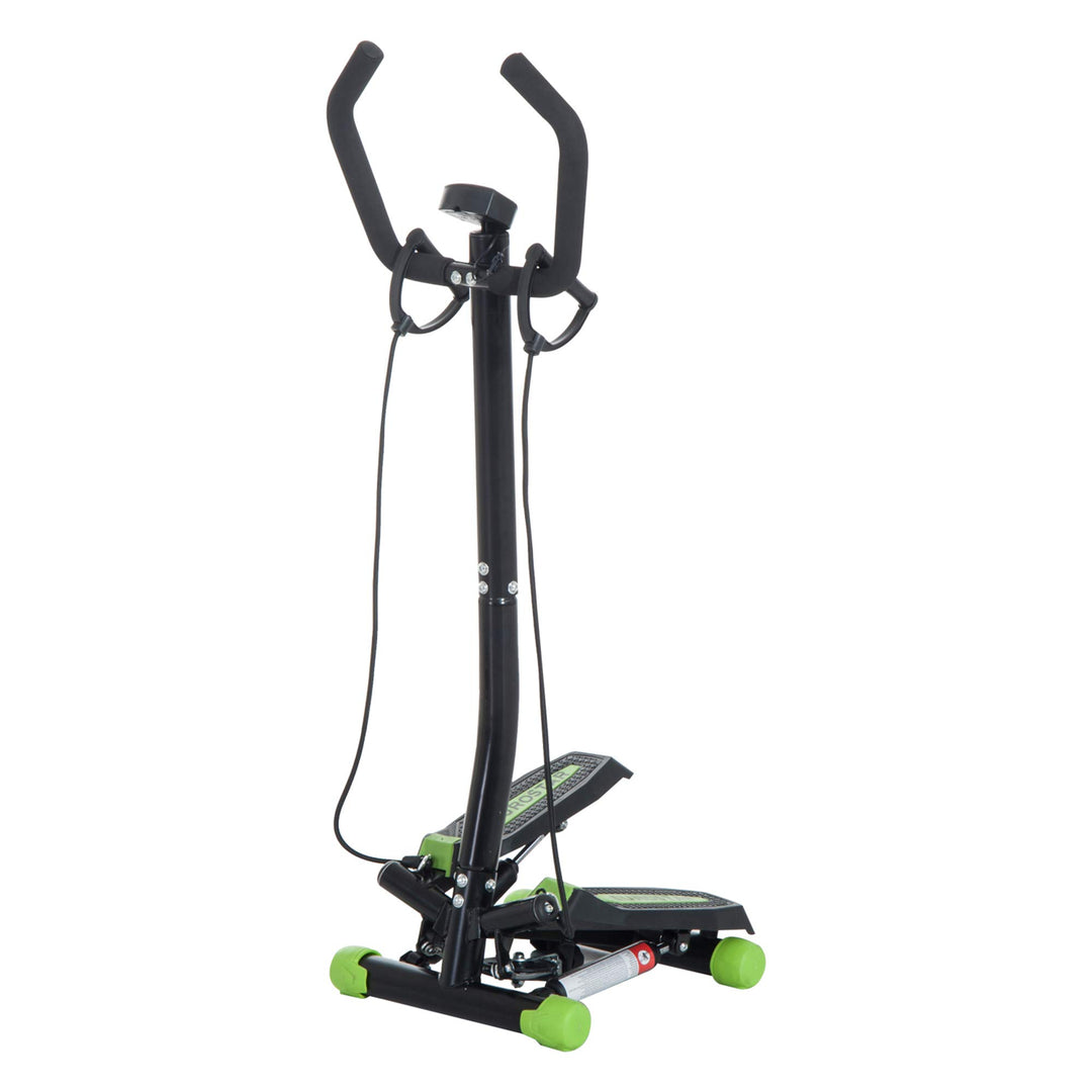 HOMCOM Stepper Sidestepper mit Haltegriff Heimtrainer LCD Display Trainingsbänder Stahl Grün+Schwarz
