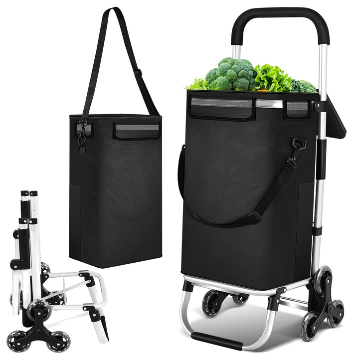 Einkaufstrolley Treppensteiger mit Kühlfach klappbar, 40L Kapazität & 40kg Tragkraft | Faltbarer Ein