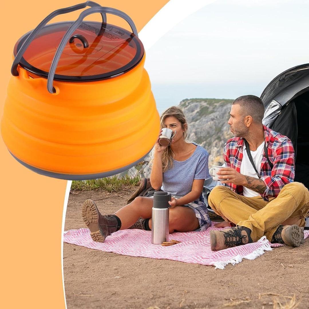 Silikon-Camping-Kochtopf, faltbarer Kaffeekessel, 1,5 l Wasserbehälter mit grossem Fassungsvermögen,