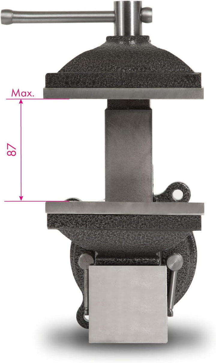 EBERTH Schraubstock aus Gusseisen mit Amboss, 125mm Backenbreite, 130mm Gesamthöhe, 360° drehbar, 11