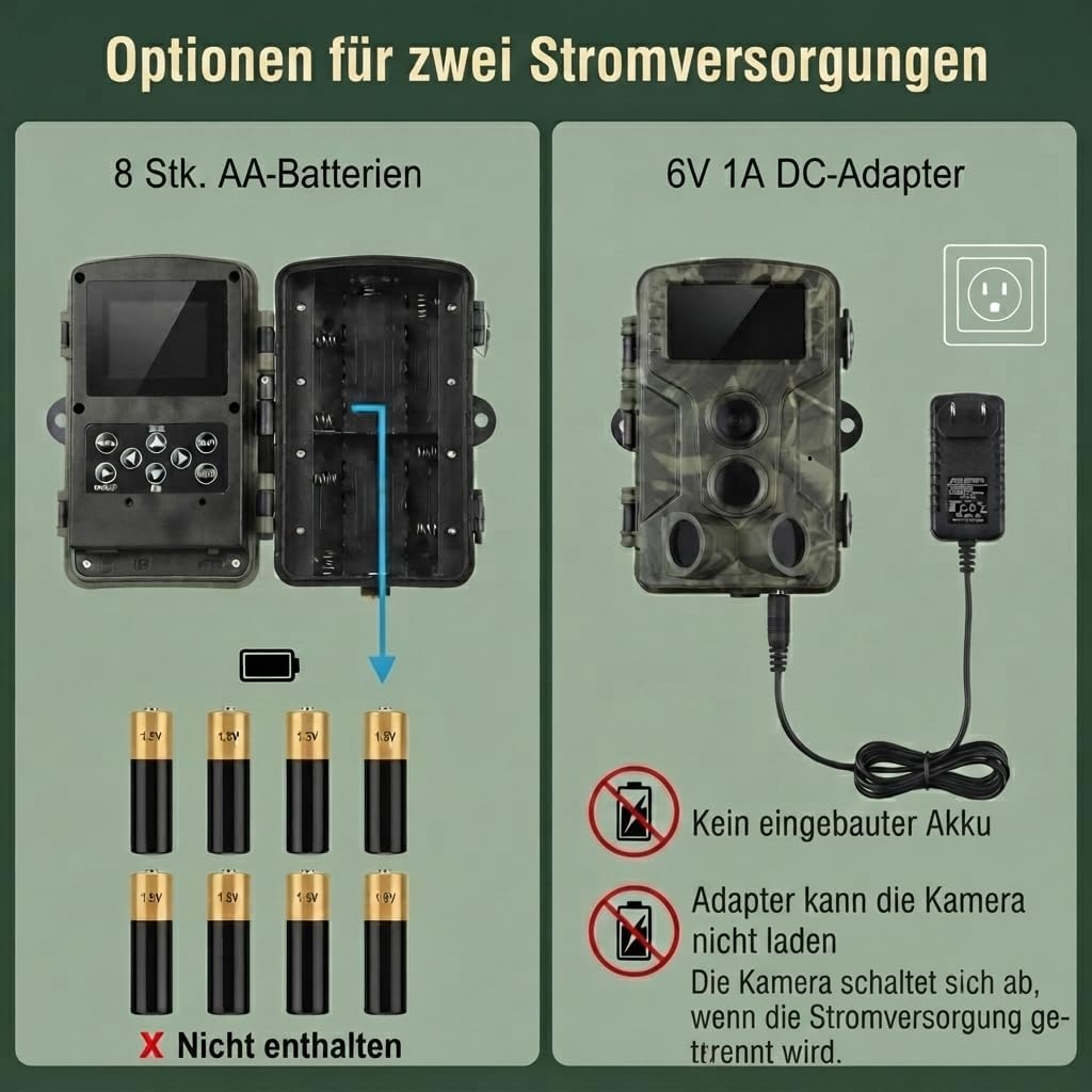 Wildkamera, 50MP 4K Wildtierkamera mit Bewegungsmelder Nachtsicht, IP65 Wasserdicht, Weitwinkel 120