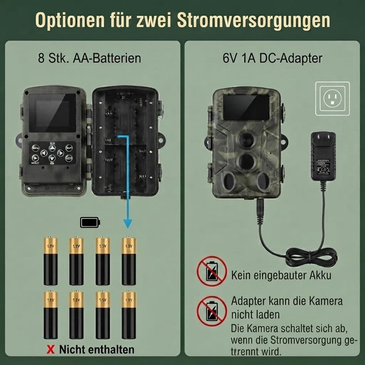 Wildkamera, 50MP 4K Wildtierkamera mit Bewegungsmelder Nachtsicht, IP65 Wasserdicht, Weitwinkel 120