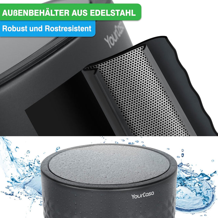 YourCasa Mülleimer Bad 5L aus Edelstahl [Pyramiden Effekt] für Badezimmer und Wohnbereich - Kosmetik