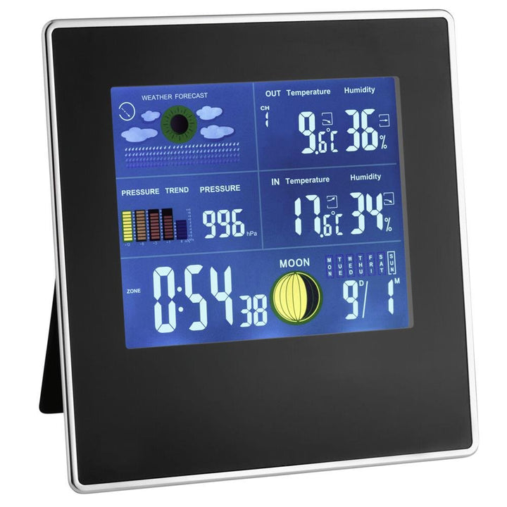 TFA Dostmann Funkwetterstation Gallery, 35.1126, Wettervorhersage mit Symbolen, Raumklima, Uhr mit z