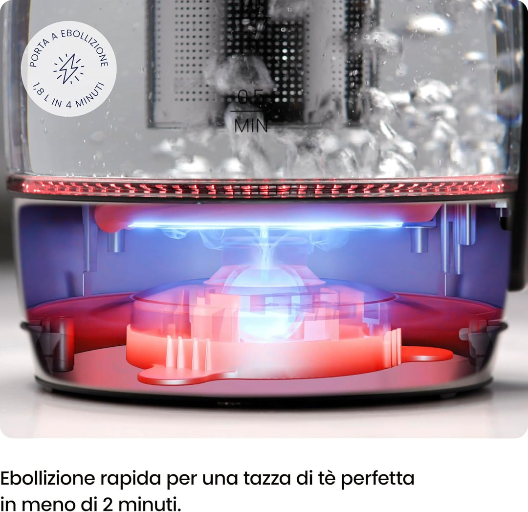 CHEFMAN Elektrischer Wasserkocher, 1.8L 2200W mit Tee-Ei, heisses Wasser in 3 Minuten, LED-Licht, au