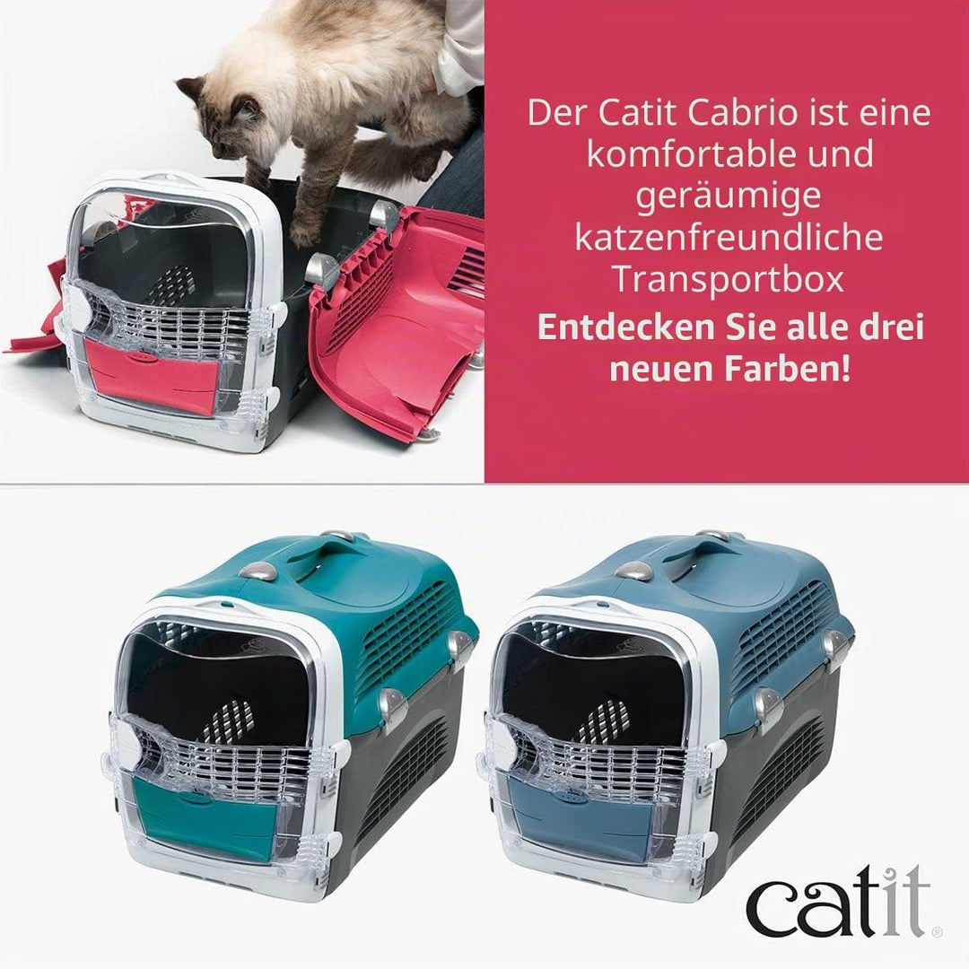 Catit Cabrio Carrier, Transportbox fuer Katzen, 51 x 33 x 35cm, rot/grau, rot/grau