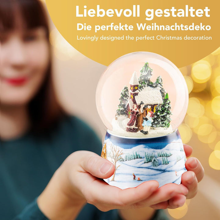 Schneekugel Weihnachtsspaziergang * auf Sockel nostalgische Winterlandschaft Häuser Weihnachten Wint