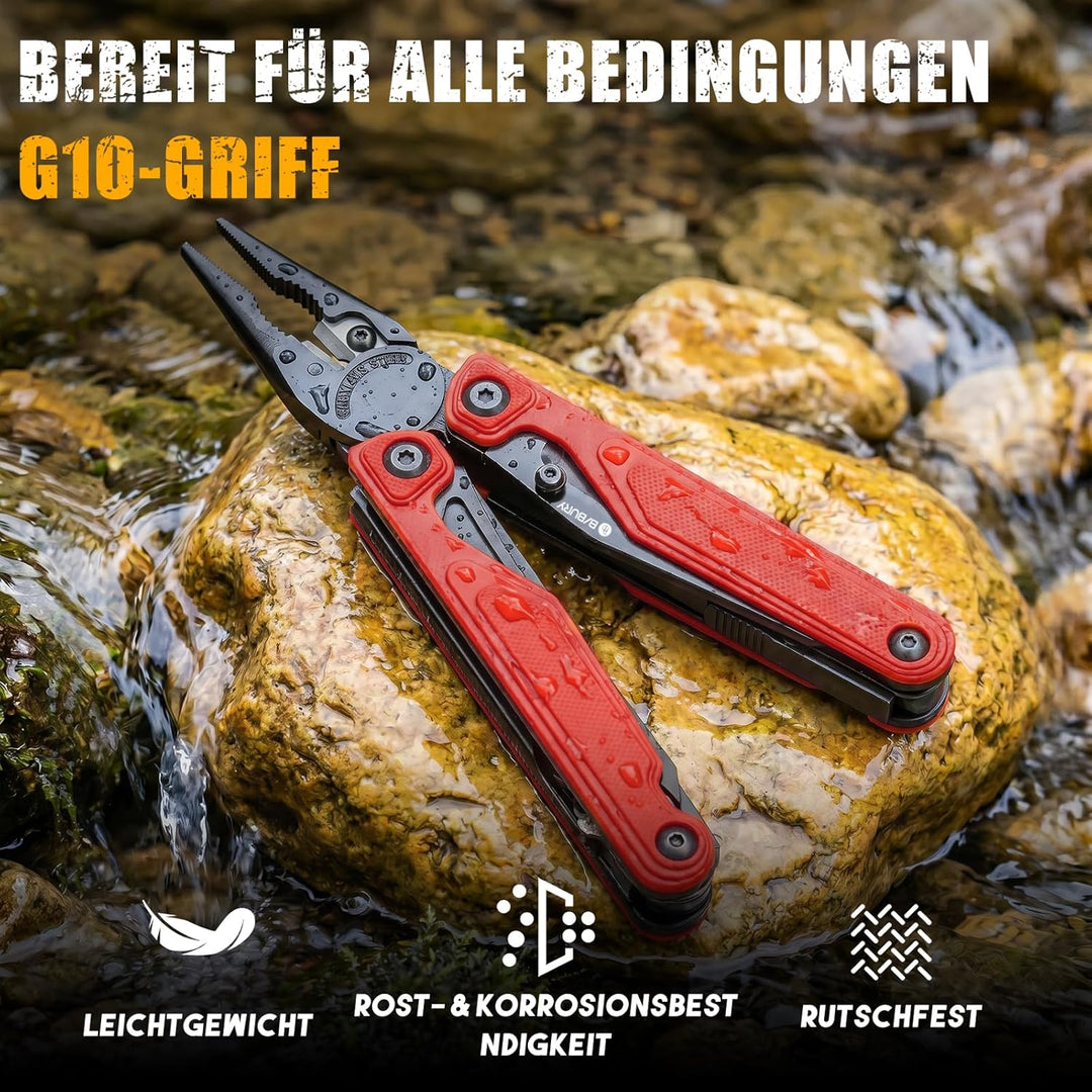 BIBURY 25-in-1 Multitool Multifunktionszange, YG12 Hartmetall-Schneide, G10-Griff, 3Cr13 Edelstahl,