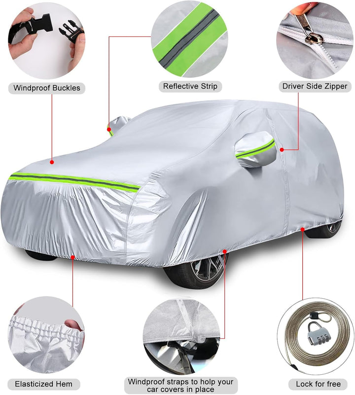 Autoabdeckung Passend für Dacia Duster 2010-2024, wasserdichte Vollgarage Autoplane mit Reissverschl
