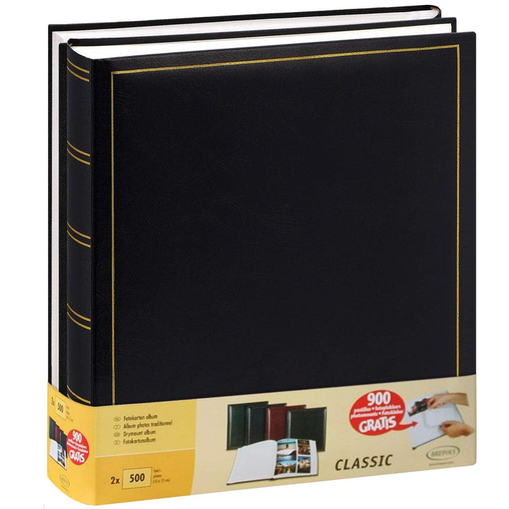 Brepols 2 Stück Foto-Alben, traditionell, Jumbo 100 Seiten für 500 Fotos 10 x 15 – Schwarz