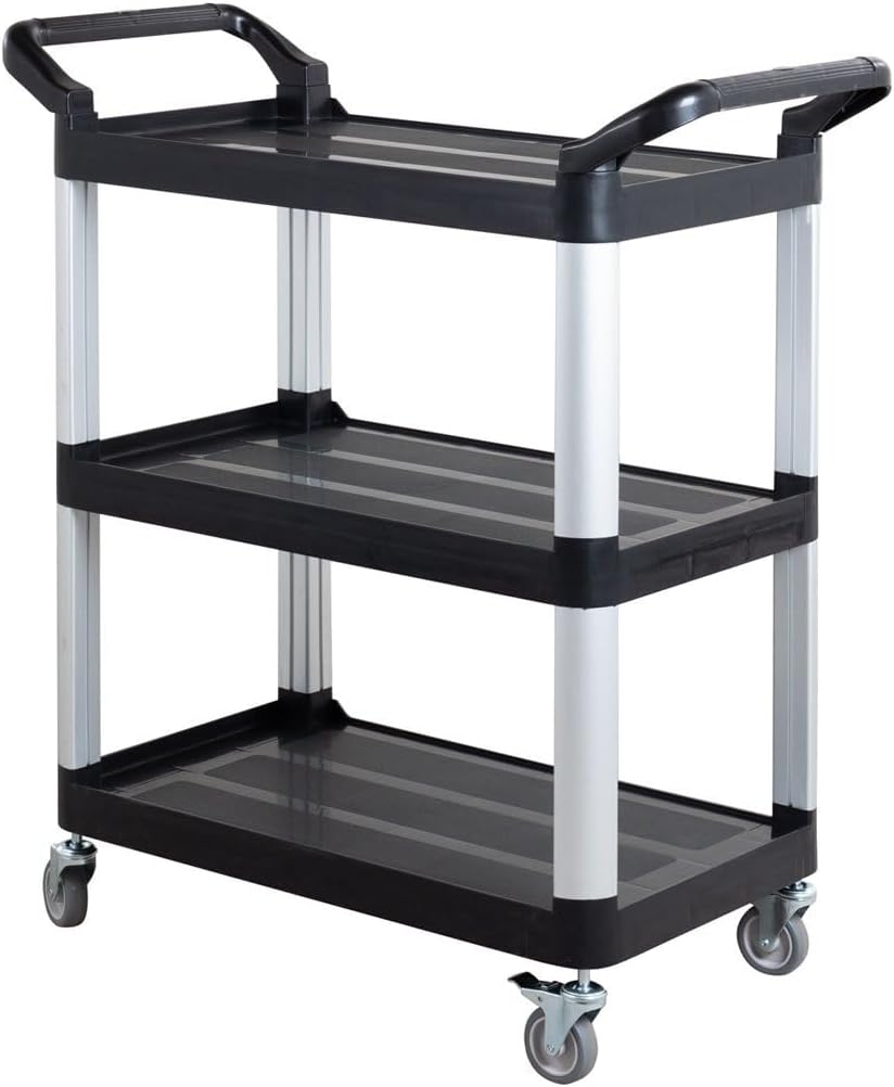 Servierwagen Polypropylen Klein mit Rollen, 3 Ebenen, 81 x 43,5 x 91 cm Gastronomiebedarf