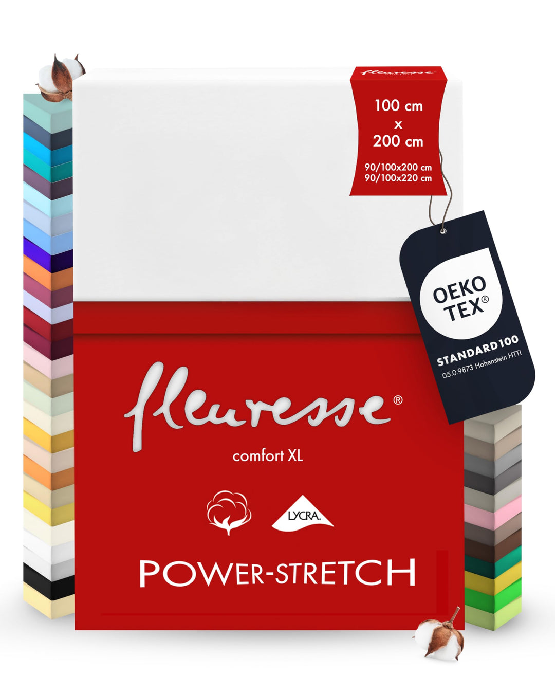 fleuresse 1119 XXL Jersey Stretch Spannbetttuch (96% Baumwolle, 4% Elasthan), mit Rumdumgummizug, Ök