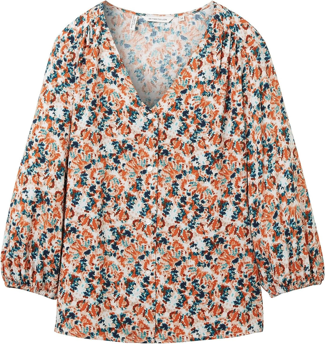 TOM TAILOR Damen Bluse mit Muster 42 32369-small Grey Tie Dye Floral, 42 32369-small Grey Tie Dye Fl