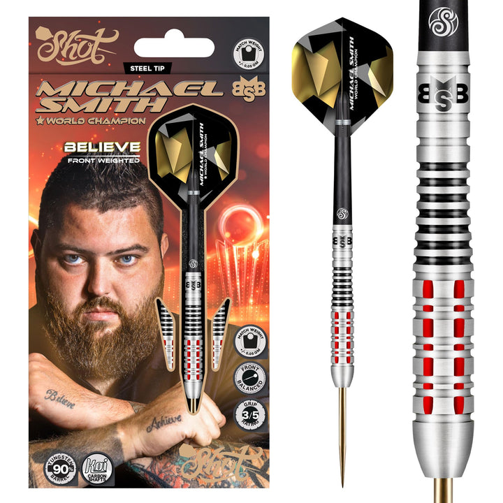Shot! Steel Darts Michael Smith Bully Boy Believe 90% Tungsten Steeltip Darts Steeldart Hochwertige