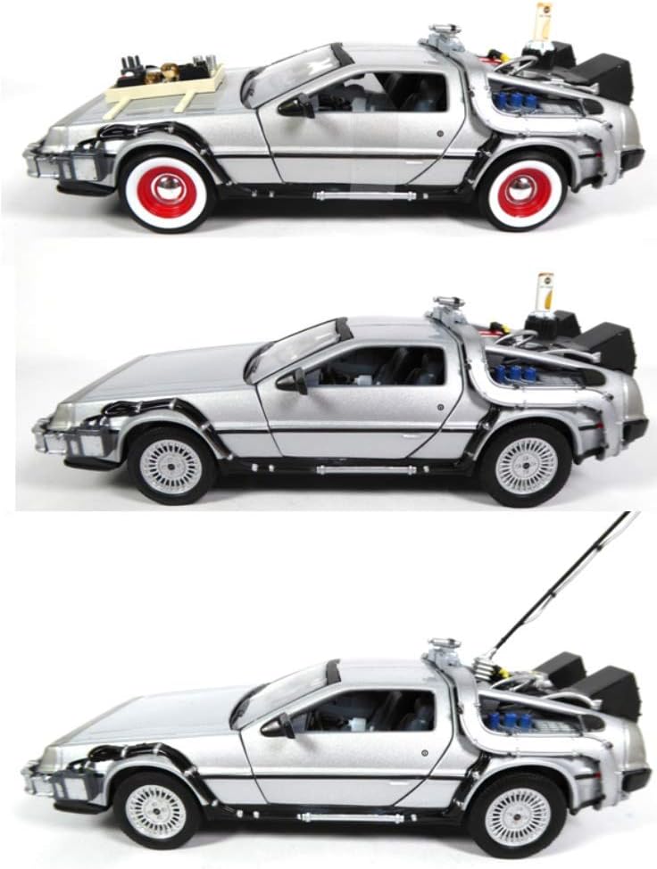 OPO 10 - Welly - Lot von 3 Delorean-Autos aus Back to The Future-Filmen - Massstab 1:24 (Ref: L3)