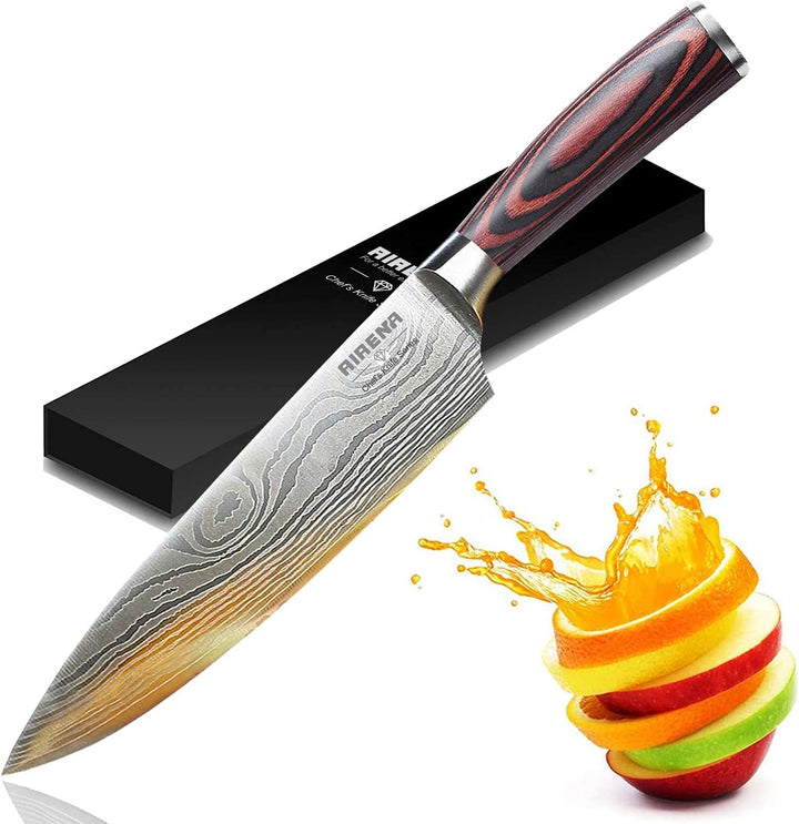 AIRENA Kochmesser, 8" Top Küchenmesser - Japanisches Messer Damaskus-Stil - Premium Rostfreier deuts