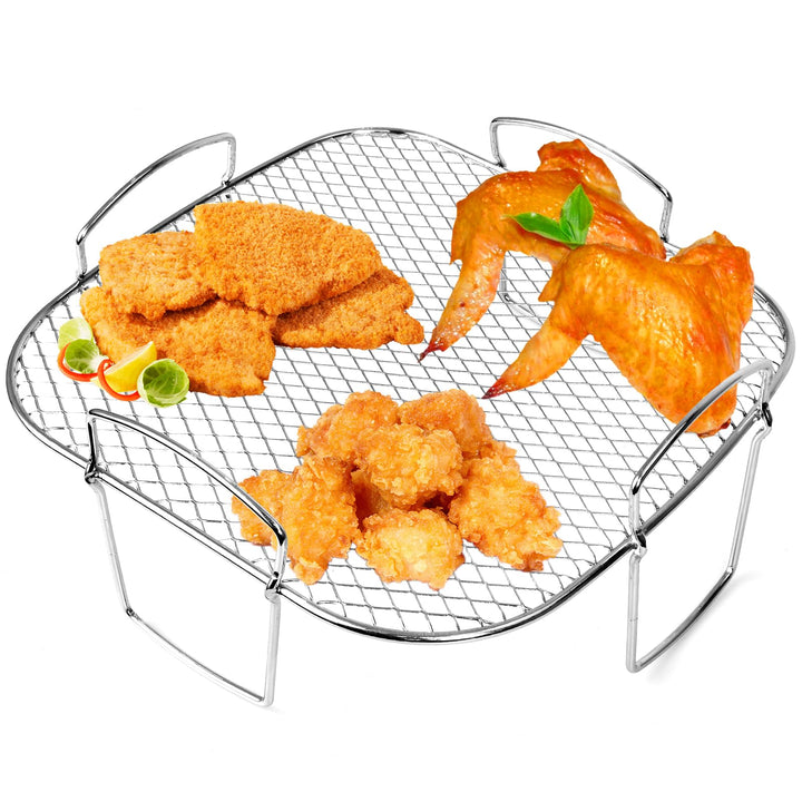 Air Fryer Rack für Cosori 5,5 l, quadratisches Luftfritteusen-Zubehör, Edelstahl-Luftfritteusen-Rega