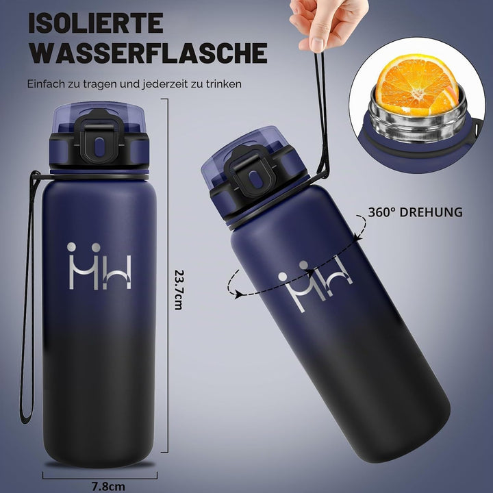 Trinkflasche Edelstahl - Auslaufsichere Trinkflasche - Thermobecher 750ml - Leicht zu Reinigen - Iso