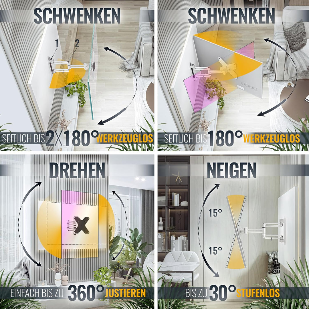 RICOO TÜV geprüfte TV Wandhalterung Fernseher Schwenkbar für 15-37 Zoll, Universal TV Halterung S212