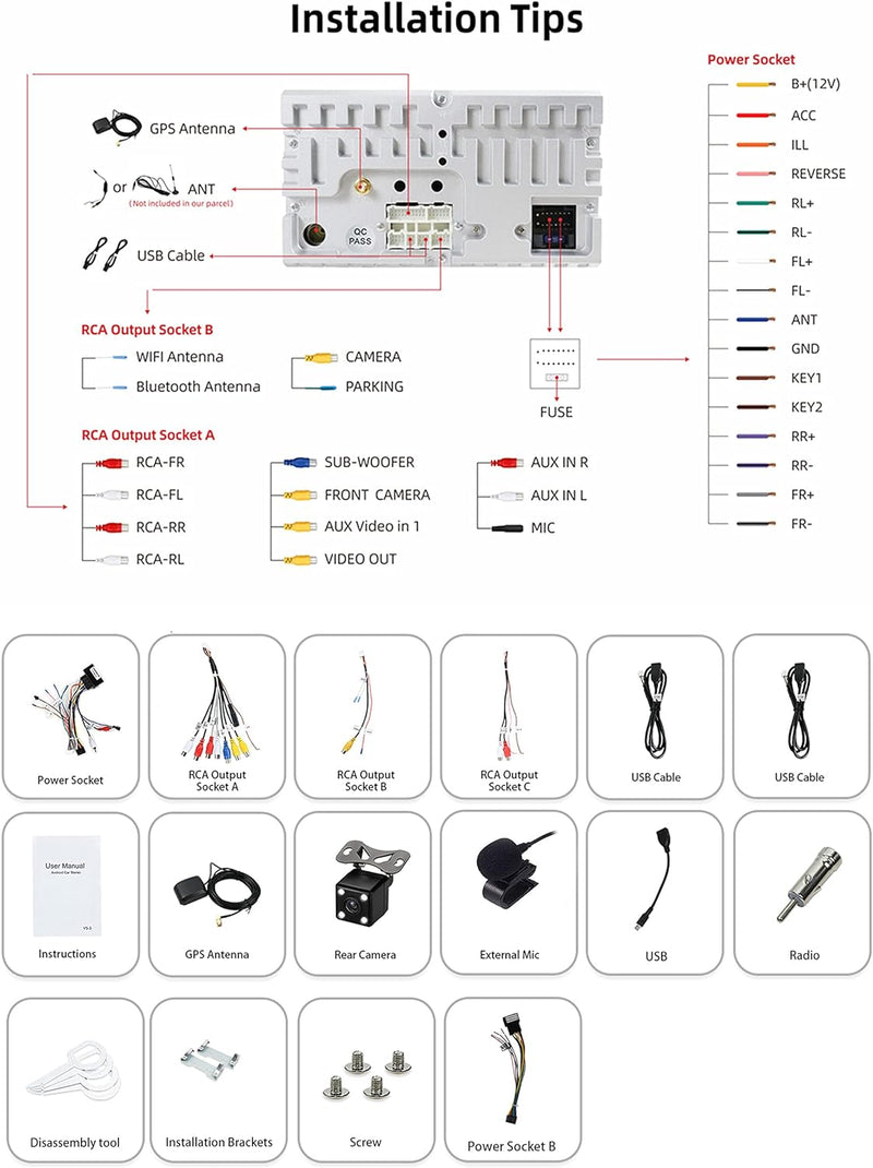 SXAUTO IPS Autoradio Android 12 Passt für Ford C-Max/Focus/Galaxy/Kuga/S-Max/Transit/Mondeo - [Built