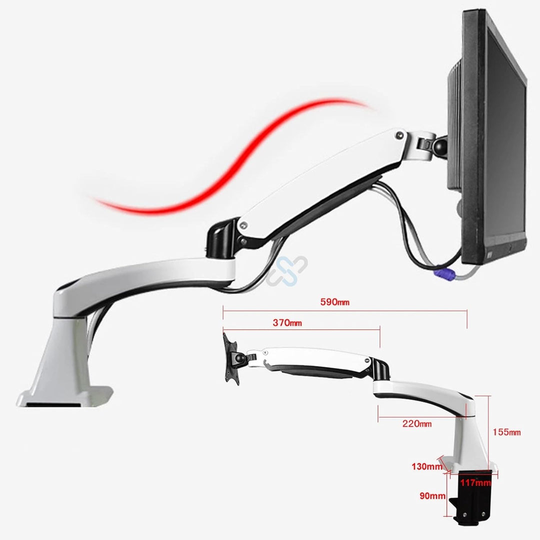 HFTEK-DS112F Schwarz Monitor Arm Halterung Halter Tischhalterung Stand für TFT LED LCD Bildschirm, D