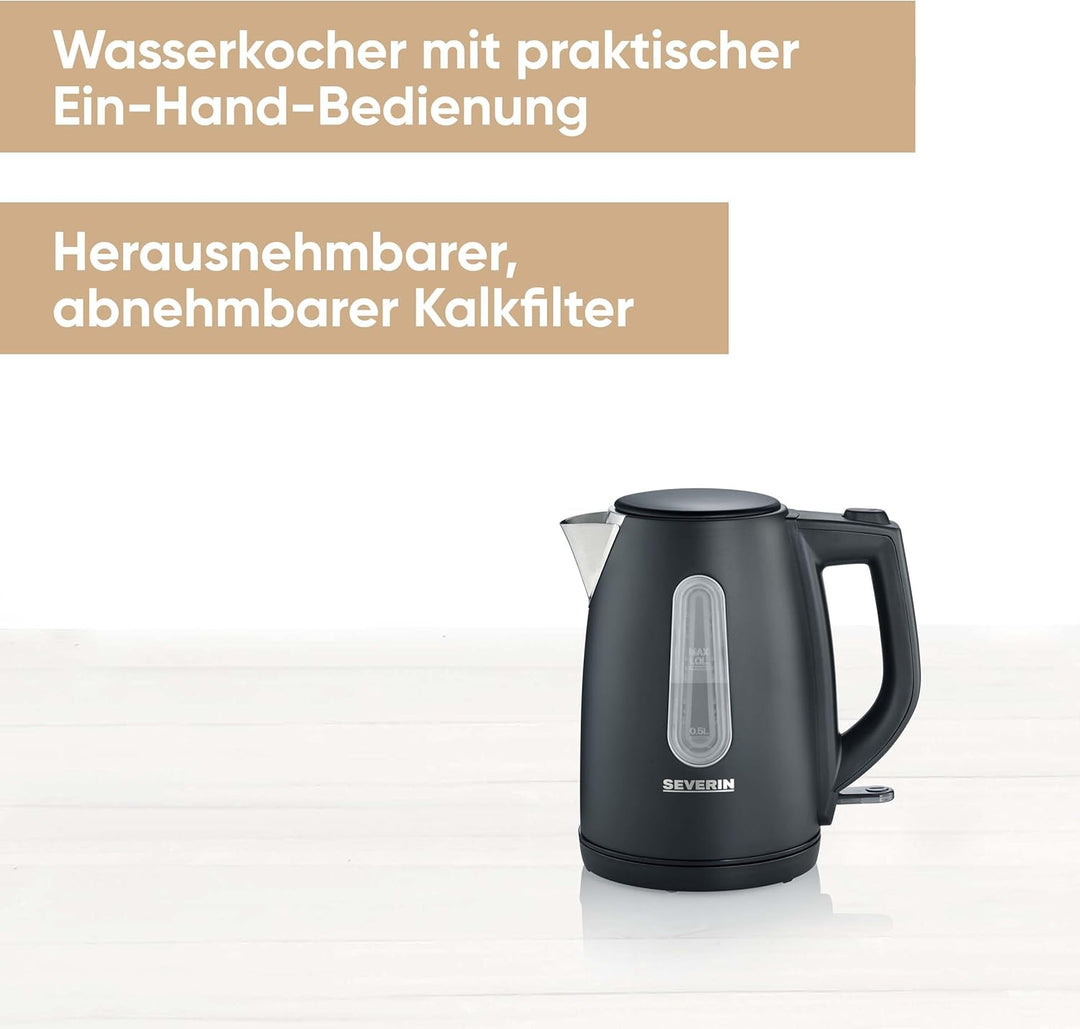SEVERIN Wasserkocher 1L, leistungsstarker und kompakter Edelstahl Wasserkocher in hochwertigem Desig