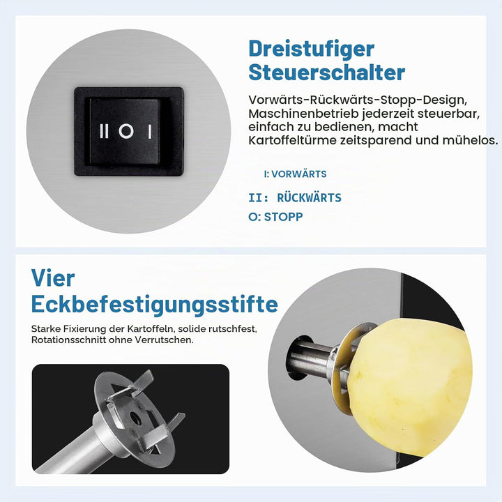 MXBAOHENG Elektrischer Tornado Kartoffelschneider Automatischer Tornado Hausgemachte Elektrischer Sp