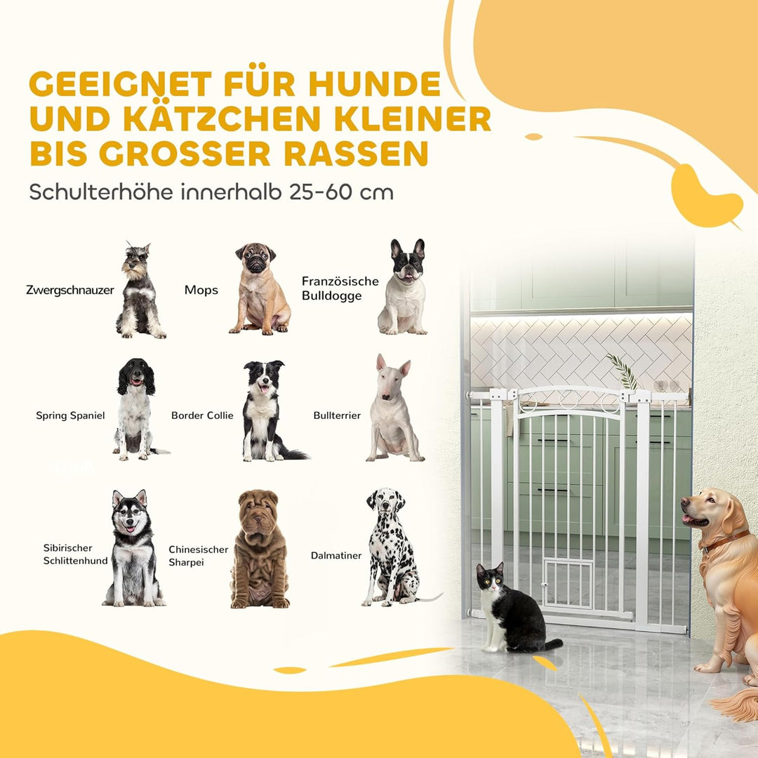 PawHut Türschutzgitter 106cm Treppenschutzgitter Türgitter ohne Bohren Treppengitter für Breiten 76-