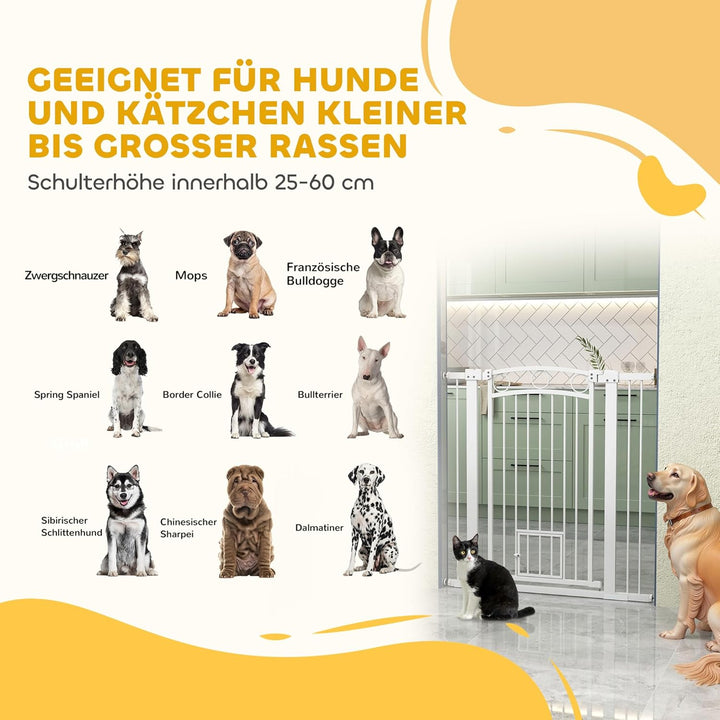 PawHut Türschutzgitter 106cm Treppenschutzgitter Türgitter ohne Bohren Treppengitter für Breiten 76-