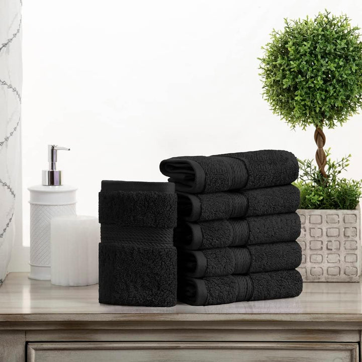 SUPERIOR Handtuch-Set, ägyptische Baumwolle, 33 x 33 cm, Schwarz, 6-teilig 6PC Face Schwarz, 6PC Fac
