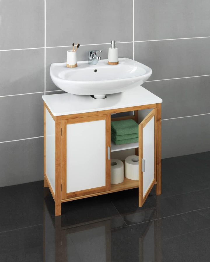 WENKO Waschbeckenunterschrank Finja, Waschbecken-Unterregal im Scandi Chic, mit Zwischenboden, 2 Tür