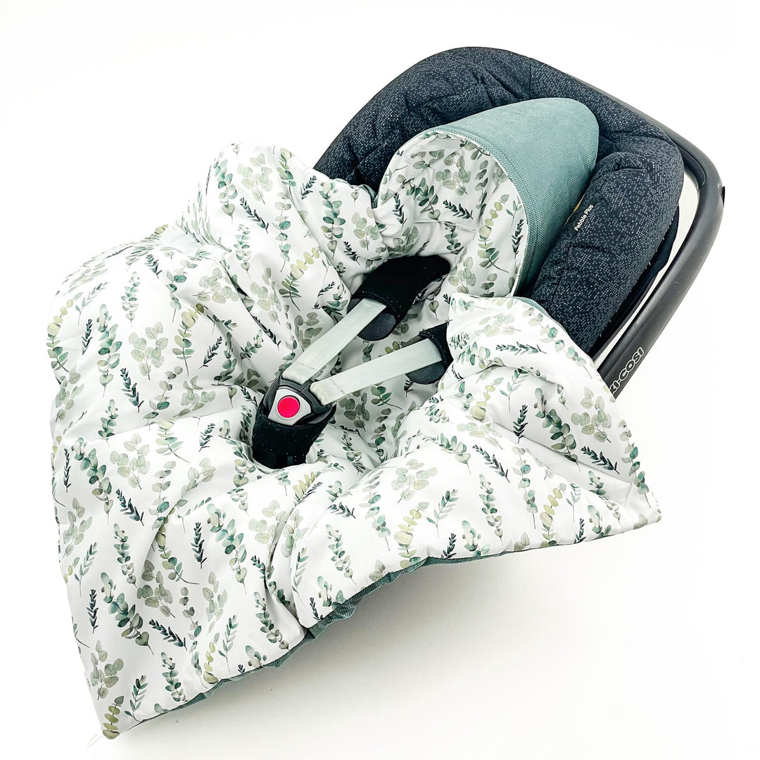 BABEES© Wattierte Einschlagdecke mit Füllung für Babyschale Autositz, Universal,V warm Minky VBaby D