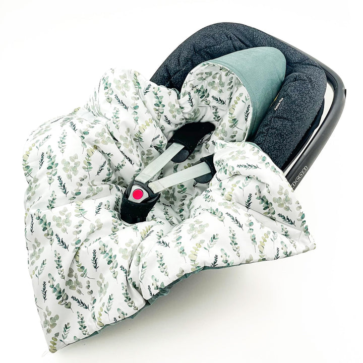 BABEES© Wattierte Einschlagdecke mit Füllung für Babyschale Autositz, Universal,V warm Minky VBaby D