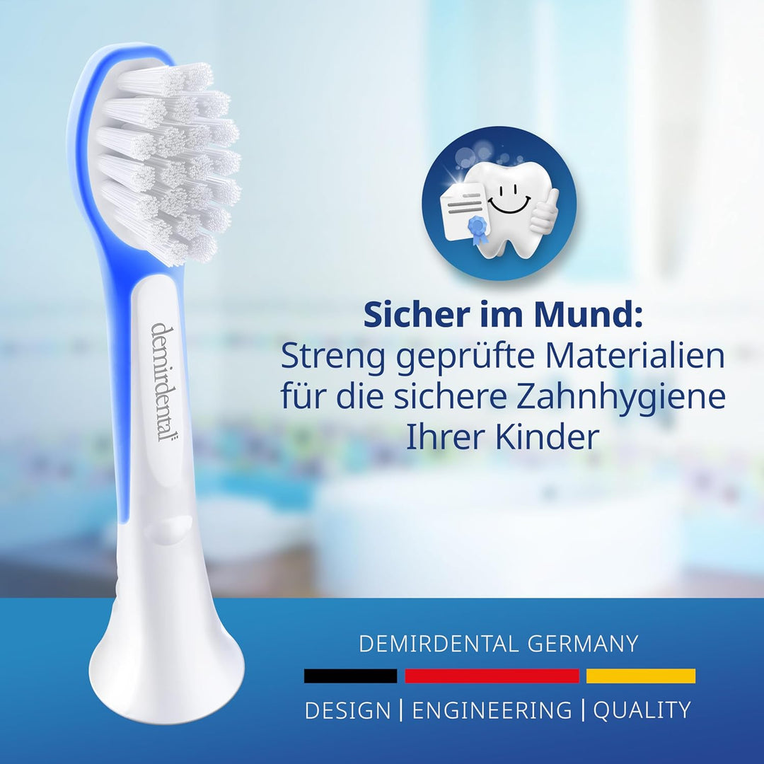 demirdental Kinder Ersatzbürsten passend für Philips Sonicare Kids, Compact Mini Bürstenköpfe für 3-