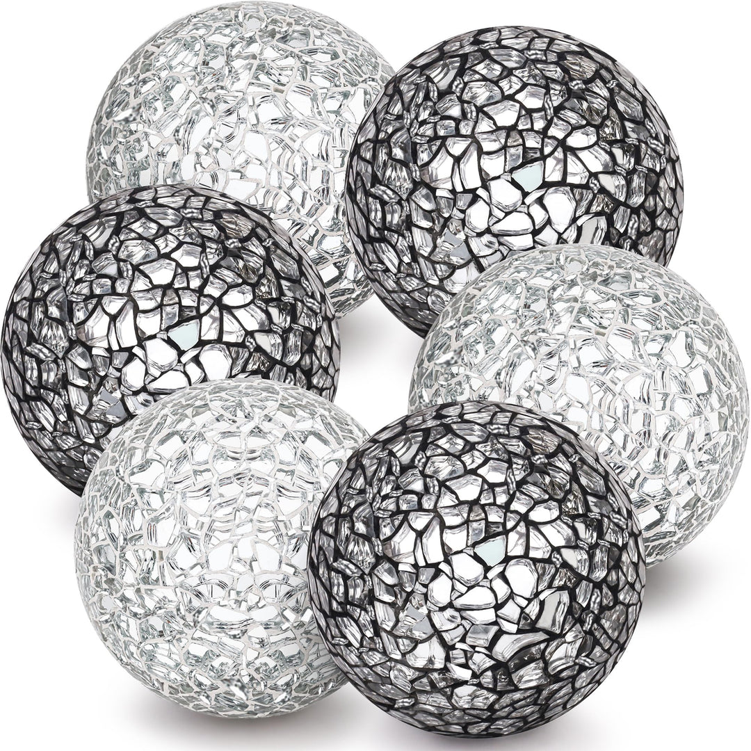 6 Stücke Mosaikkugeln Glas Solide 6cm Knistern Kugeln Spiegelglaskugel Satz Schalen Vasen Esstisch Z
