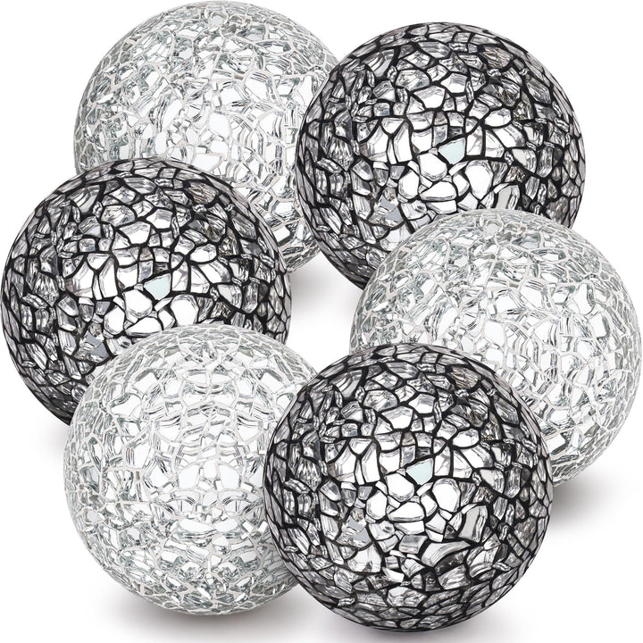 6 Stücke Mosaikkugeln Glas Solide 6cm Knistern Kugeln Spiegelglaskugel Satz Schalen Vasen Esstisch Z
