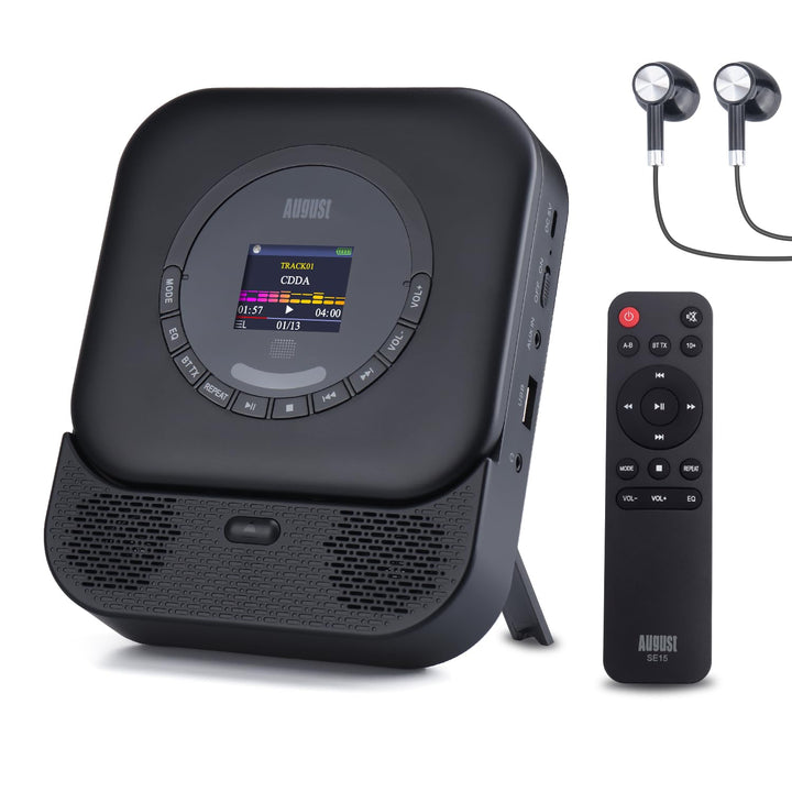 August SE15 Tragbarer Bluetooth 5.3 CD Player mit Lautsprecher 3,5mm Audio In/Out Wiederaufladbar CD