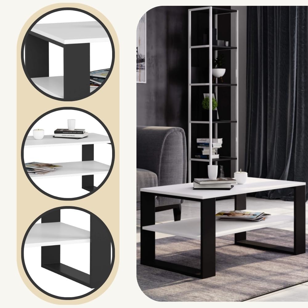 AKORD Couchtisch Holz Alex mit einem Regal, 92x45x53cm, Für Wohnzimmer, Schlafzimmer Schrank, Minima