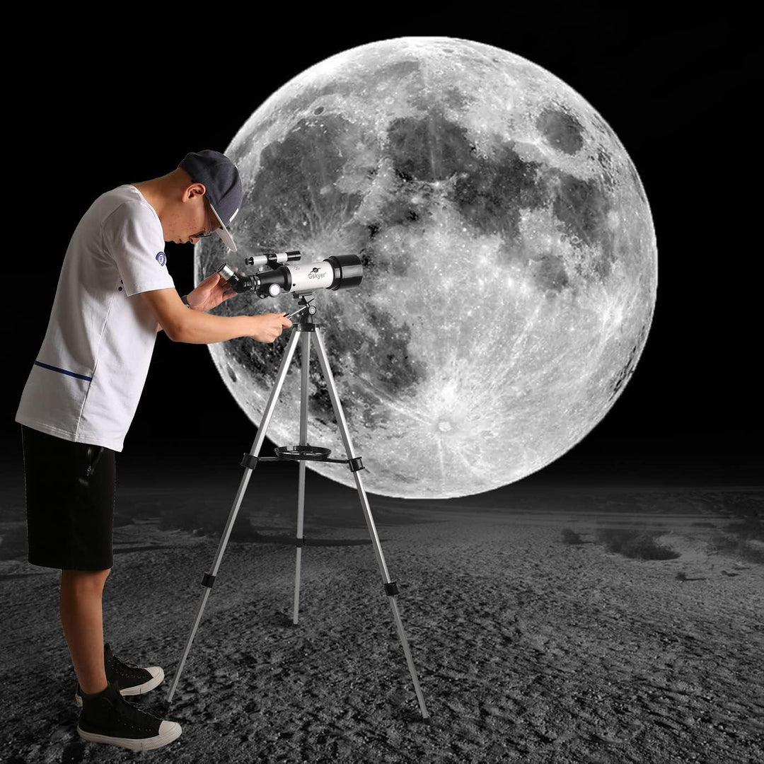 Gskyer Teleskop, 70 mm Öffnung 400 AZ-Mount Astronomisches Refraktions für Kinder und Anfänger- Reis