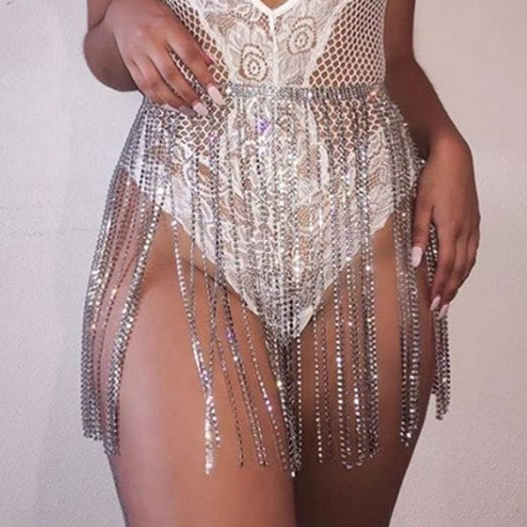Sethain Boho Taillenkette Silber Quaste Strass Ketten Bauch Kristall Kette Bikini Körperzubehör Schm