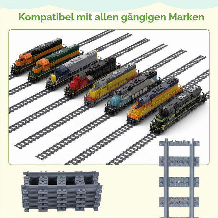 35 Stück Gerade Schienen Bausteine Set,APKLVSR City Schienen, City Zug Schienen Set,Spielzeug Eisenb