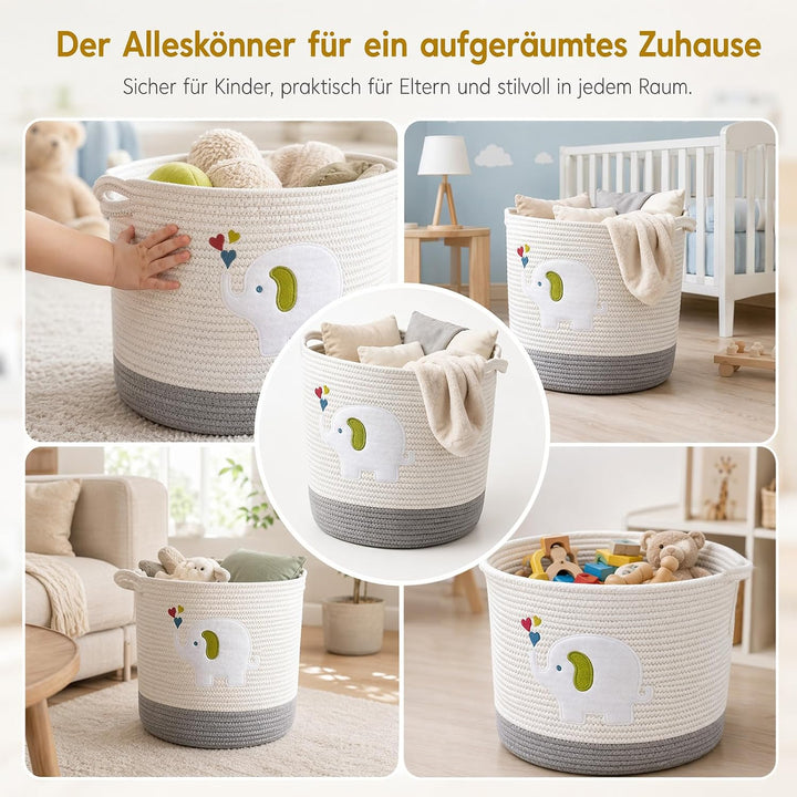 Aufbewahrungskorb Kinderzimmer Wickeltisch Organizer für Babys Kinder Spielzeug Korb, Elefanten-Deko