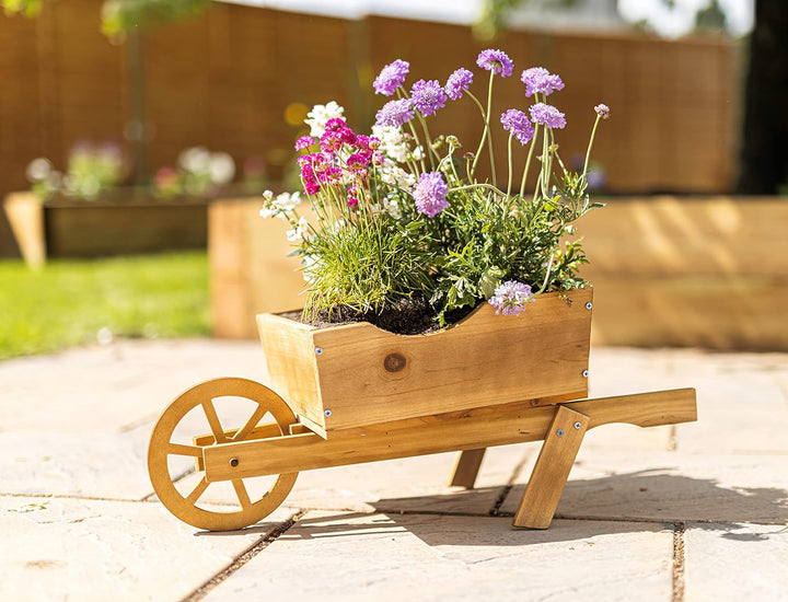 Homezone rustikale Holzschubkarre, Gartendekoration, Pflanzentrog, 70 cm