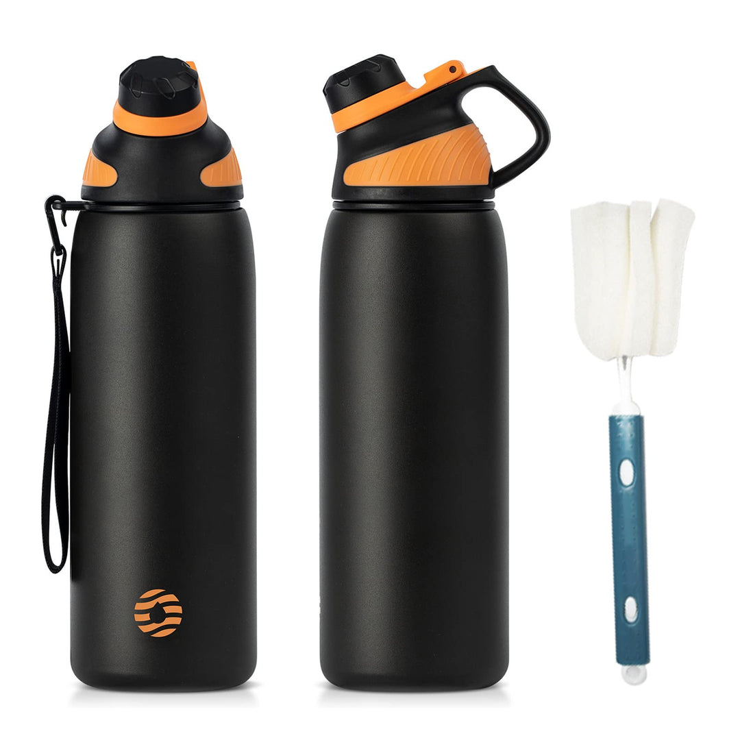 Fjbottle Edelstahl Trinkflasche Sport mit Magnetischem Deckel 1L, 800ml, 600ml, 400ml BPA-Frei Ausla