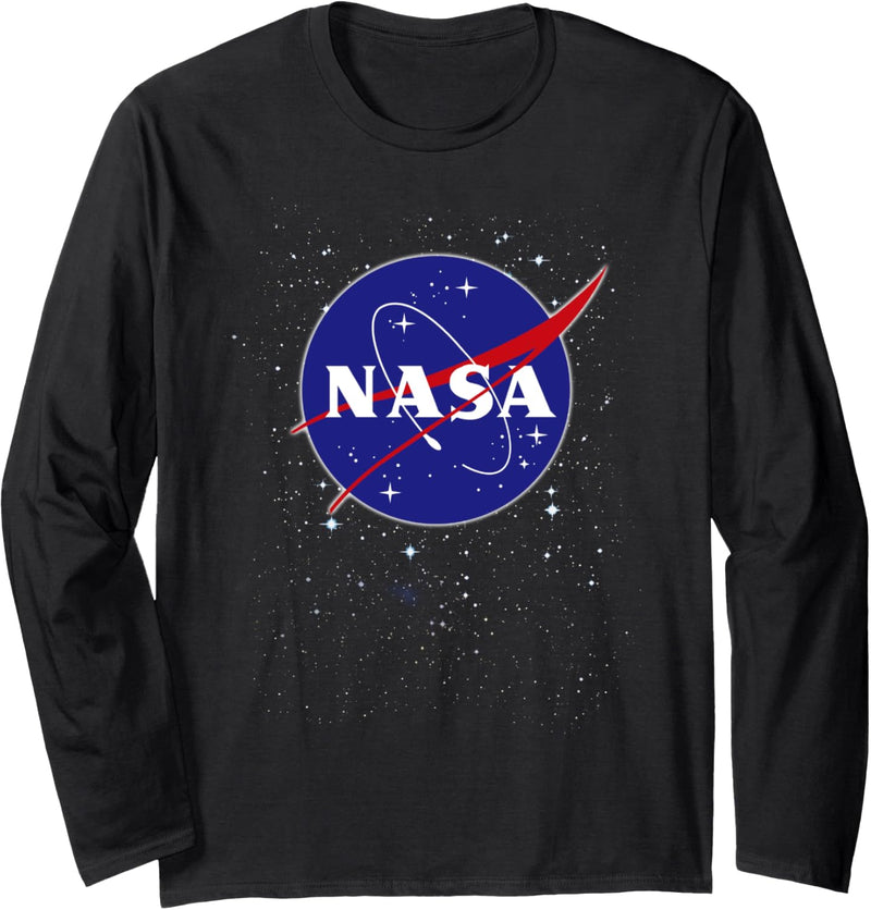 NASA Blue Red Logo In Space Stars Langarmshirt