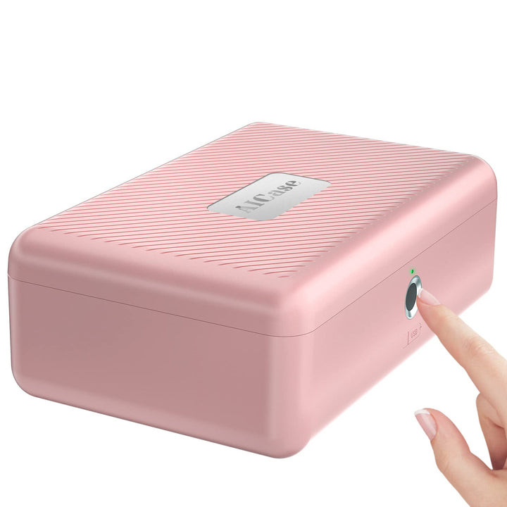AICase Tresor mit biometrischer Fingerabdruckerkennung, Tragbare Sicherheitsbox mit Fingerprint und